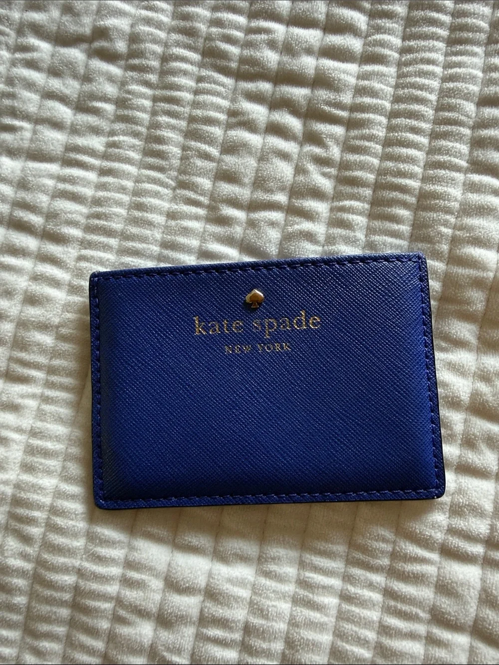 kate spade Sapphire Blue Slim Card Holder with Gold Logo
